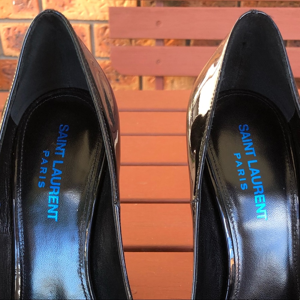 **SOLD** Saint Laurent YSL Opyum 110 Patent Heels Blue Black 37 - Picture 8 of 8